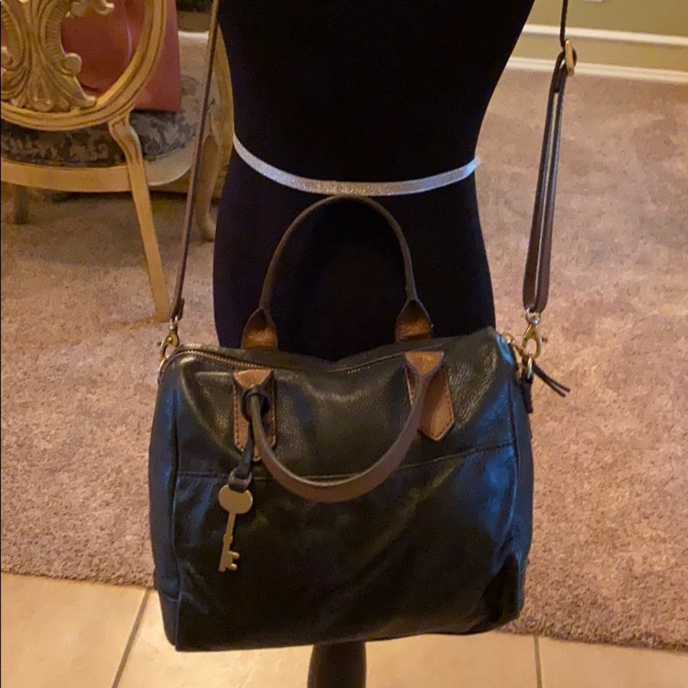 Fossil Black and Tan purse